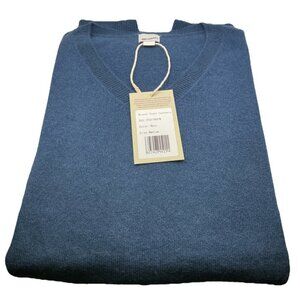 State Cashmere Men's Basic V-Neck Sweater NEW Light Blue Long Sleeve Size Medium